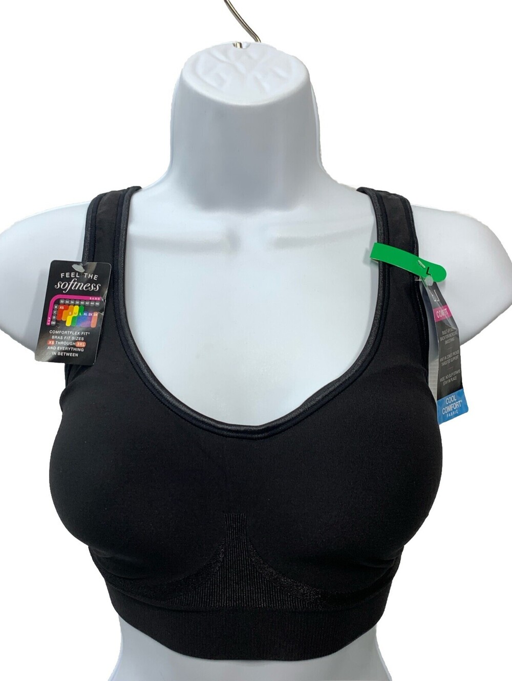 Bali 187353 Comfort Revolution Wirefree T-Shirt Bra Black Seamless DF3488 Size L
